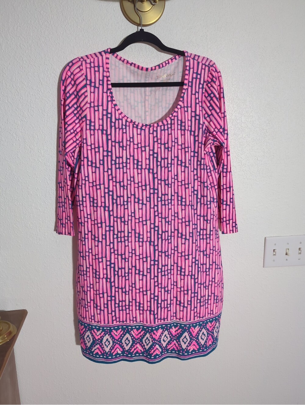 Lilly Pulitzer Beacon Dress Mandevilla Pink Slathouse Pima Cotton Large Nwot